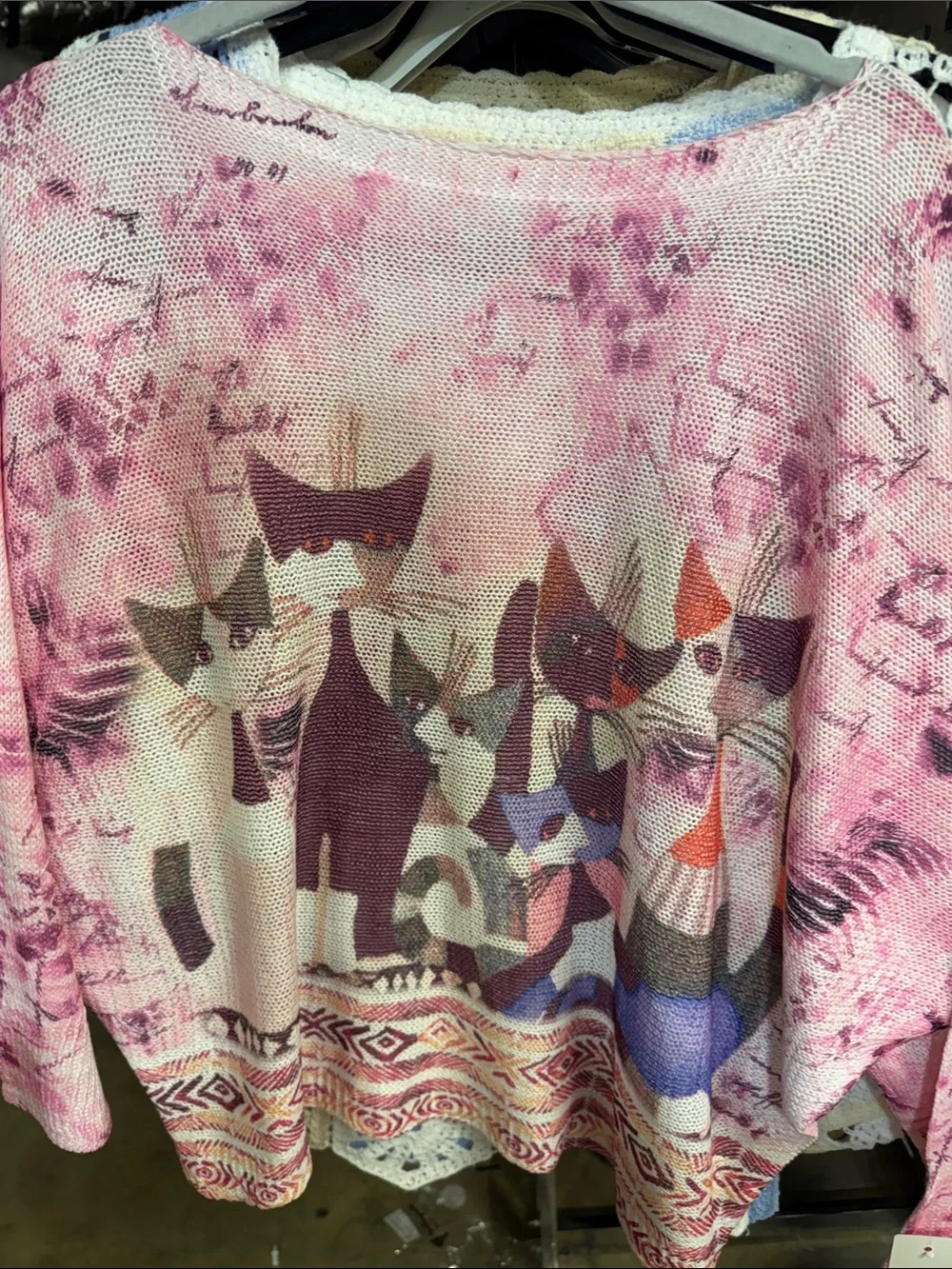 A11. From Italy 🇮🇹 Cat Print Lightweight Knit Top